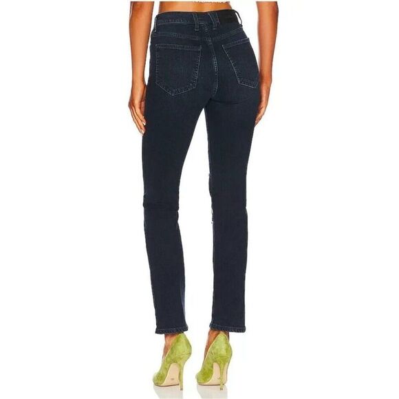 7 For All Mankind Easy Slim Jeans Womens 28 Dark Wash Ripped Knee - Picture 6 of 7